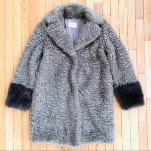 Brown Faux Fur Coat Laundry by Shelli Segal Jacket Medium